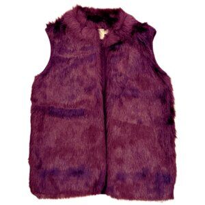 Michael Kors‎ Faux Fur Open Front Sweater Vest Jacket Wool Blend Plum Size S